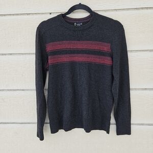 Smartwool dark gray sweater with red chest stripes small